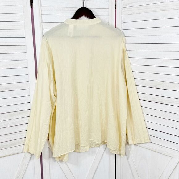 First Issue Liz Claiborne Beaded Oversized Button Front Shirt Cream 1 14W 16W - Picture 8 of 11